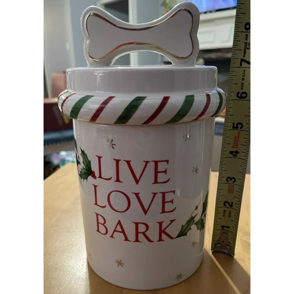 Lenox Christmas Holiday Dog Treat Jar‎ LIVE LOVE BARK #863666